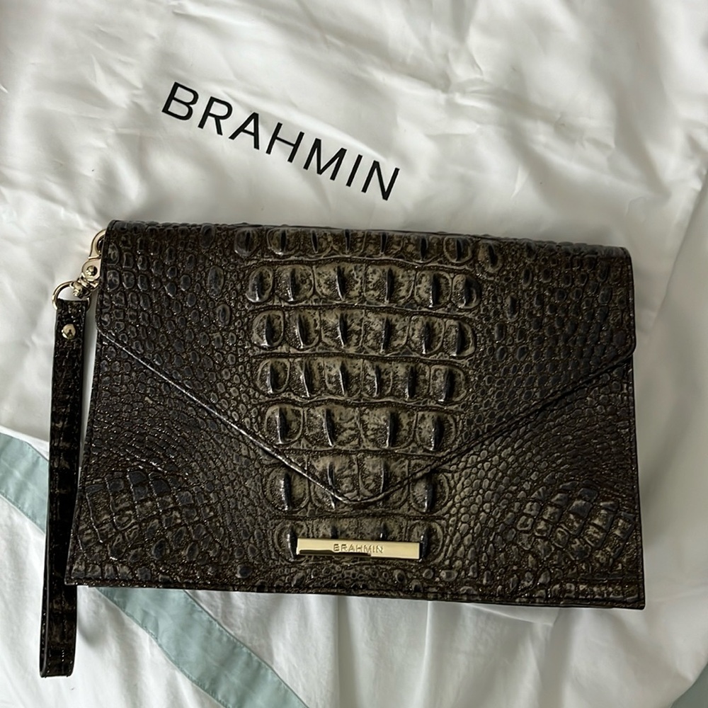 Brahmin croc wristlet/clutch